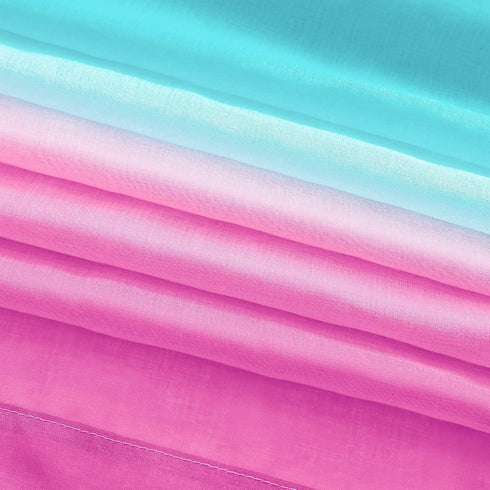 Pink and Green Curtains for Mermaid Bedroom Decor Set of 1 Sheer Panel Rod Pocket Gradient Ombre Mermaid Curtains for Girls Room Little Kids Princ...