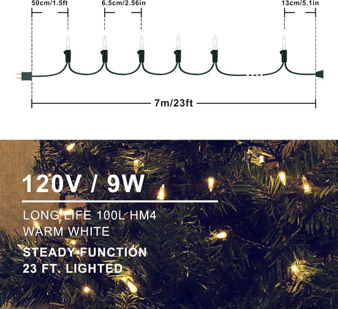 Hopolon Christmas Lights, 2 Pack 23ft 100 Mini String Lights, 120V UL Certified Extendable Tree Lights for Patio, Garden, Home, Party, Holiday, We...