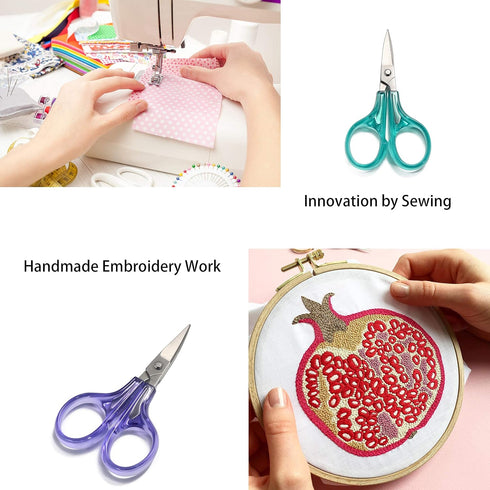 PAFASON Sharpest & Precise Stainless Steel Curved Straight Thread Yarn Fabric Cutting Mini Scissors with Protective Cover - Ideal for Embroidery Q...