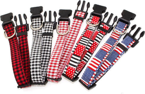 Cotton Designer Dogs Collar Cute Flower Dog Collars for Girl Female Puppy Small Medium Large Dogs (XS, Red Plaid)...