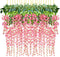 DearHouse 12 Pack 1 Piece 3.6 Feet Artificial Fake Wisteria Vine Ratta Hanging Garland Silk Flowers String Home Party Wedding Decor (Pink)...