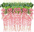 DearHouse 12 Pack 1 Piece 3.6 Feet Artificial Fake Wisteria Vine Ratta Hanging Garland Silk Flowers String Home Party Wedding Decor (Pink)...