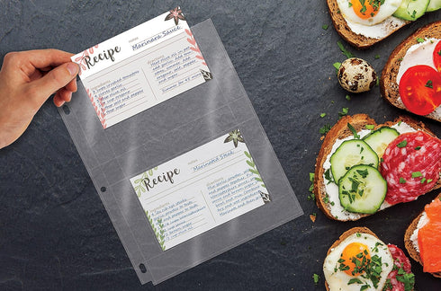 Better Kitchen Products Recipe Card Protective Sheets for 4" x 6" Cards, Letter Size 8.5" x 11" 2-Up Sheets, 50 Pack, Heavyweight, Diamond Clear, ...