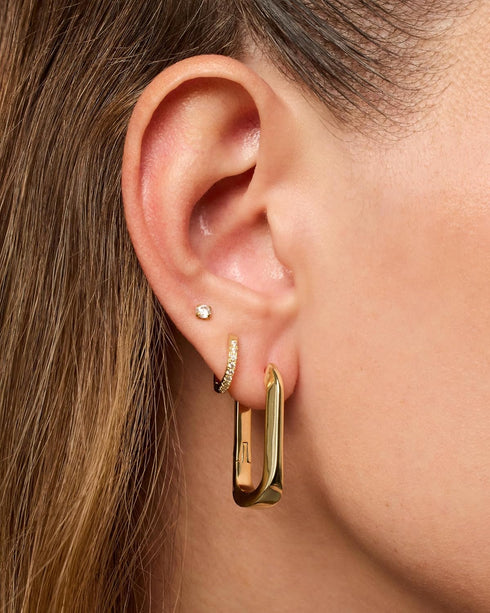 PAVOI 14K Gold Plated Sterling Silver Posts U-Shaped Link Hoop Earrings for Women | Lightweight Long Huggies Earrings...