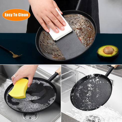 Frying Pan Skillet 8-inch Flat Griddle Pan, Lightweight Grill Pan with Wooden Handle for Camping Indoor Outdoor Cooking...