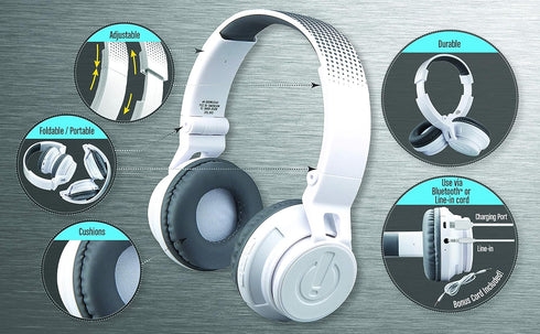 eKids Kids Bluetooth Headphones, Wireless Headphones with Microphone includes Aux Cord, Volume Reduced Kids Foldable Headphones for School, Home, ...