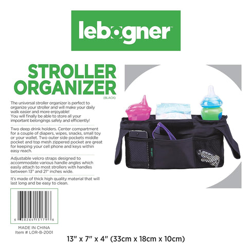 lebogner Luxury Stroller Organizer, Stroller Accessories, Universal Black Baby Diaper Stroller Bag, Stroller Cup Holder, Fits Most Strollers....