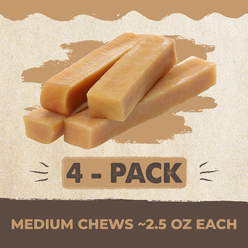 Mighty Paw Yak Cheese Chews for Dogs - All-Natural Long Lasting Pet Treats - Odorless Limited-Ingredient Chews for Puppies & Power-Chewers (Medium...