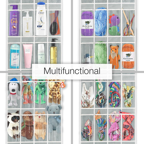 Samsill Over The Door Hanging Yarn Bag Holds 20 Skeins, Clear Expandable Compartments with Individual Holes Allow Easy Access to Yarn, Dustproof C...