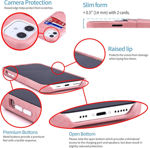 Dockem Wallet Case for iPhone 12 & iPhone 12 Pro: Built-in Metal Plate for Magnetic Mounting & 2 Credit Card Holders: 6.1" Exec M2, Smooth Synthet...