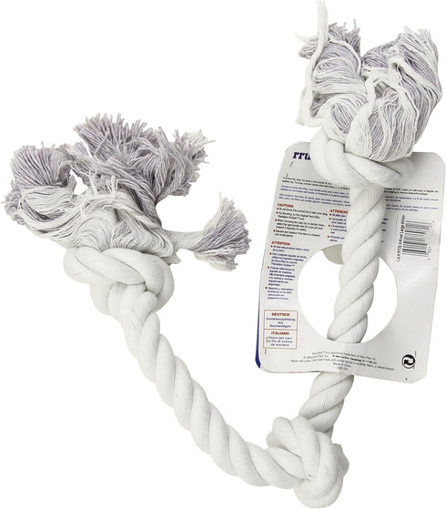 Penn-Plax 3-Knot Dog Rope Toy, Ruff, Large | Great Exercise for Teeth and Gums | Hours of Playtime Fun, White, 25 1/4 Inch (RF32)...