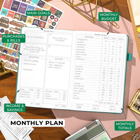 GoGirl Budget Planner – Monthly Financial Planner Organizer Budget Book. Expense Tracker Notebook Journal to Control Money, A5 (Turquoise)...