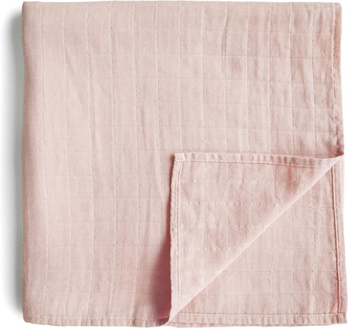 mushie Muslin Baby Swaddle Blanket | 100% Organic Cotton (Rose Vanilla)...