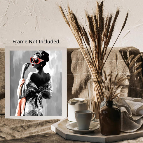 Posterizer 1 pcs-glamorous woman in a vintage-inspired glittery fashion 3-Inspirational Women's Art-Adventure Wall Art-Gift for Women, Designer Fa...