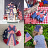 Whaline Patriotic Wired Edge Ribbon 2 Rolls Stars Stripes Craft Ribbon 4th of July USA Flag Fabric Ribbon for Independence Day Memorial Day Wreath...