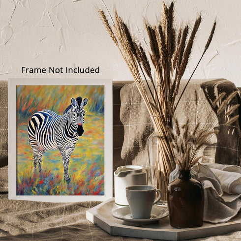 Posterizer 1 pcs- Zebra standing between flowers-Art for Animal Lovers-Floral Botanical Art- Gift for Men Women Teens-decor for Bedroom, Office, ...