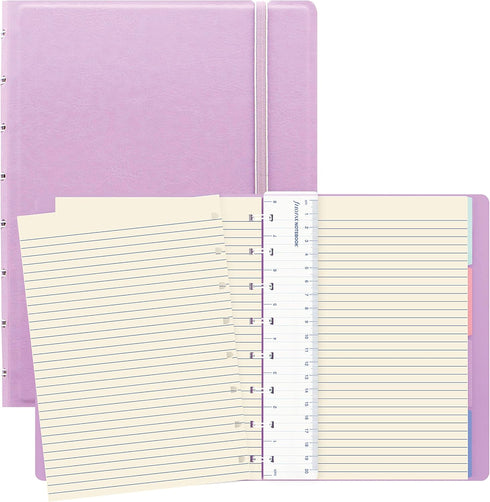 FILOFAX Refillable Pastel Notebook, A5 (8.25" x 5") Orchid - 112 Cream moveable pages - Index, pocket and page marker (B115054U)...