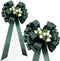 Hunter Green Pull Bows with Tulle Tails and Rosebuds - 8" Wide, Set of 6, Spring, Wedding Pew Bows, Aisle Decoration, Reception, Anniversary, Birt...