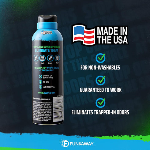 FunkAway Aerosol Spray, 8 oz., Extreme Odor Eliminator Spray, Ideal for Shoe Smells, Pet Odors and Bulky Stuff that Won't Fit in the Wash; Attacks...