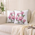 Embroidered Throw Pillow Covers 18x18 Inch Set of 2 Pink Magnolia Flower Spring Pillowcases, Square Pillow Cushion for Living Room Sofa Bed...