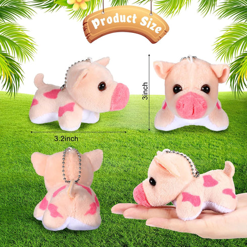 Stuffed Pig, 12 Pieces Assorted Toy Figures, Plush Animals for Holiday Back to School Party Favors, 3.2 x 3 Inch...
