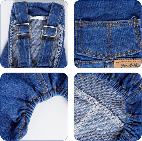 1 Piece of Dog Denim Shirts Puppy Jean Jacket Sling Jumpsuit Costumes Pet Jean Overalls Dog Pants Outfits for Small Puppy Cat Pets (Blue, Small)...