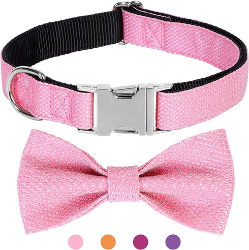 Cute Dog Collar with Bow for Small Medium Large Dogs, Bling Medium Dog Bow Tie Collar with Durable Metal Buckle, Easy Adjustable for Dogs Walking ...