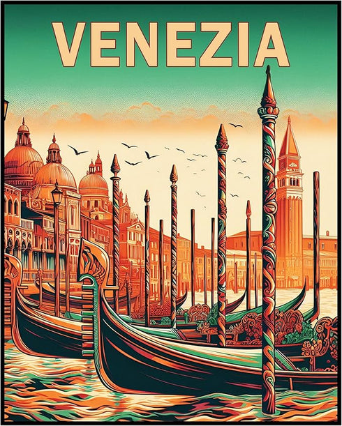Posterizer 1 pcs-talian Venezia Venice Gondola Italy Travel Poster-Adventure Wall Art-GIft for Men Women Teens-Decor for Home & Office- unframed w...