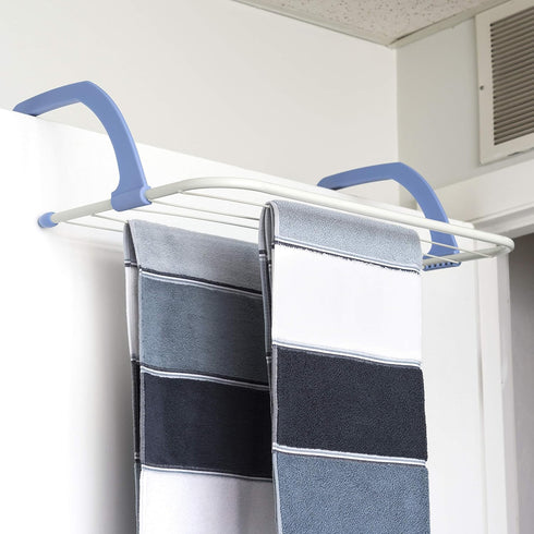 Home Basics Over The Door Laundry Drying Rack - Lightweight & Heavy-Duty Door Hanger Rod for Indoor Air Drying and Hanging Clothing, Towels, Coat,...