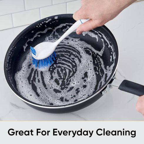 Dish Brush with Handle Vegetable Brush Double Sided Cleaning Brush Scrubber Non Scratch Scrub Brushes Kitchen Brush for Cooking, Foods- Fruits/Pot...