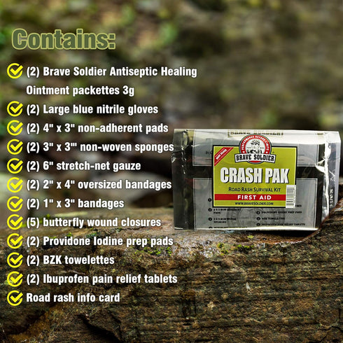 Cyclist First Aid Kit – Antiseptic Healing Ointment, Bandages, Pain Relief for Road Rash, Cuts, Scrapes and Burns...