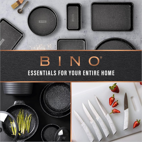BINO 2-Piece Wooden Handle Silicone Mixing Spoons & Spatulas Set - Black | Heat Resistant Kitchen Utensils for Nonstick Cookware | BPA Free | Cook...