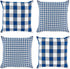 DII Decorative Square Throw Pillow Cover Collection Cotton, Machine Washable, Hidden Zipper, 18x18, Navy Gingham, 4 Piece...