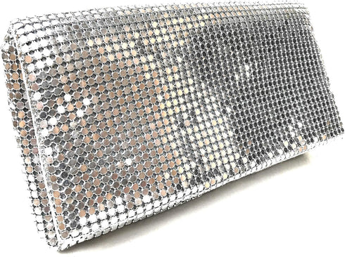 Women Vintage Evening Clutch Metal Mesh soft purse with Short Shoulder Strap...