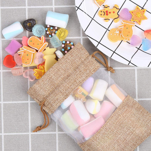 CCINEE 12PCS Burlap Drawstring Gift Bag, 5 X 7 Inch Organza Treat See Through Bags for Jewelry Sheer Easter Gifts Pouch Wedding Baby Shower Party ...