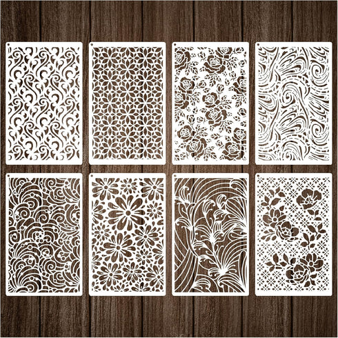 Petal Flowers Layering Stencils for Crafts, Reusable Mixed Media Art Sea of Flowers Stencils Template, Geometric Retro Pattern Stencils for Painti...