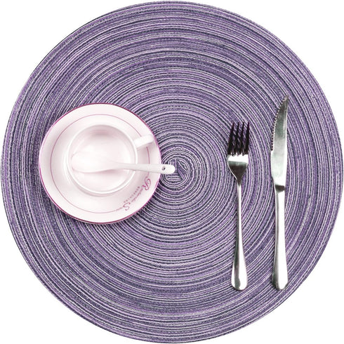 SHACOS Round Placemats Set of 4 Round Table Placemats Braided Cotton Place Mats 15 inch for Kitchen Dining Table Holiday Party (Light Purple, 4)...