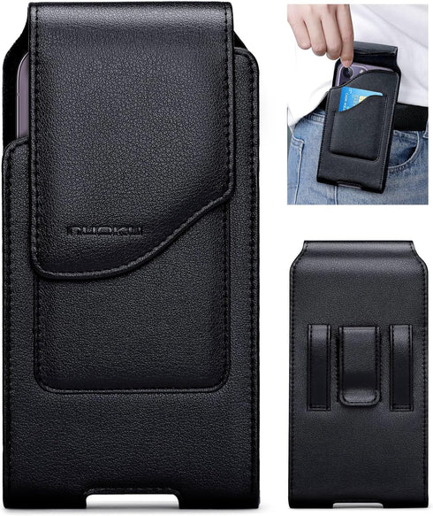 Belt Holster for iPhone 15 14 13 12 11 Pro Max, 15/14 Plus, XS Max, Samsung Galaxy S23+ A54 A53 A52, Belt Phone Holder for Men with Card Slot (Bla...