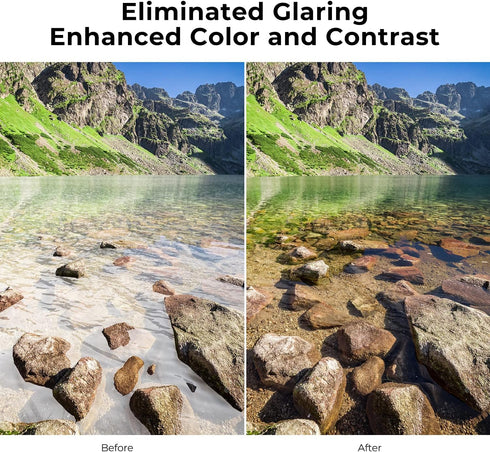 K&F Concept 55mm Circular Polarizer Filter Ultra-Slim 18 Multi-Coated Optical Glass Circular Polarizing Filter for Camera Lenses with Cleaning Clo...
