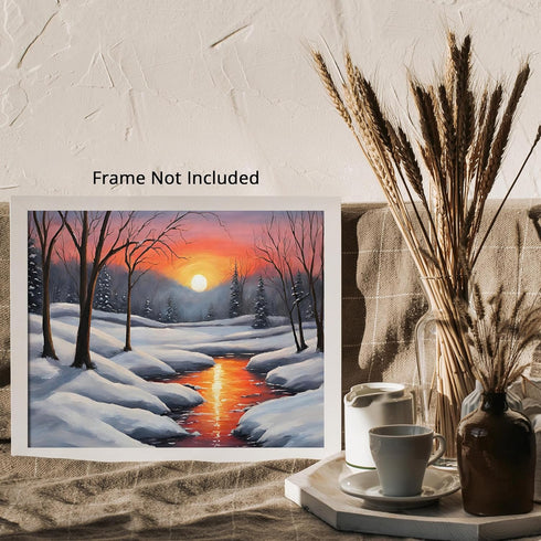 Posterizer 1 pcs-snowy winter sunrise nature scene-Landscape & Nature Art-GIft for Men Women Teens-Living Room Bedroom Decor- unframed wall art...