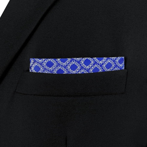 S&W SHLAX&WING Pocket Square for Men Azure Blue White Pattern Geometric Elegant for Suit...