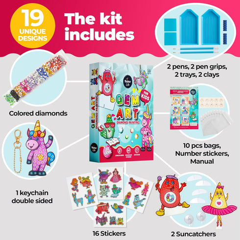 Halmolife Big Gem Diamond Painting Kits -Stickers, keychain & Suncatcher DIY Kit - Diamond Art for kids - Arts and Crafts for Girls and Boys Ages ...