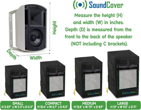Two Small Heavy Weight 600D Waterproof Outdoor Speaker Covers for C-Bracket Mounted Outdoor Speakers - Fits Yamaha NS-AW194, Polk Atrium 4...