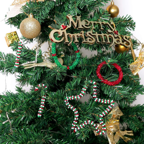 GREENTIME 1000pcs Christmas Tri Beads Christmas Beaded Ornaments Kit Beads Red Green White Triangle Beads Candy Cane Ornament Craft Kit for Christ...