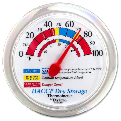 Taylor 5637 Prep and Dry Storage Wall Thermometer with Mounting Bracket, 6" Dial HACCP, 8.5' Height, 6.75' Width, 1.3' Length...