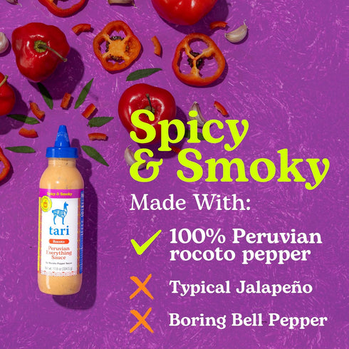 Tari Peruvian Red Pepper Hot Sauce, Aji Rocoto Everything Sauce, Made with Spicy & Smoky Red Peppers, Perfect for Burgers, Tacos, Eggs (11.8 oz)...