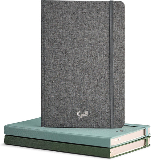 JUMPING FOX DESIGN Linen Fabric Premium A5 Hardcover Lined Notebook Journal, Medium 5.6 x 8.4 inches, 100gsm Quality Paper, Numbered Pages, Inner ...