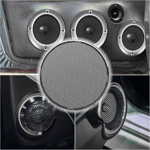 X AUTOHAUX 2pcs 3 Inch Car Metal Audio Speaker Grill Cover Mesh Woofer Horn Guard Decorative Circle Grille Protector Silver Tone...