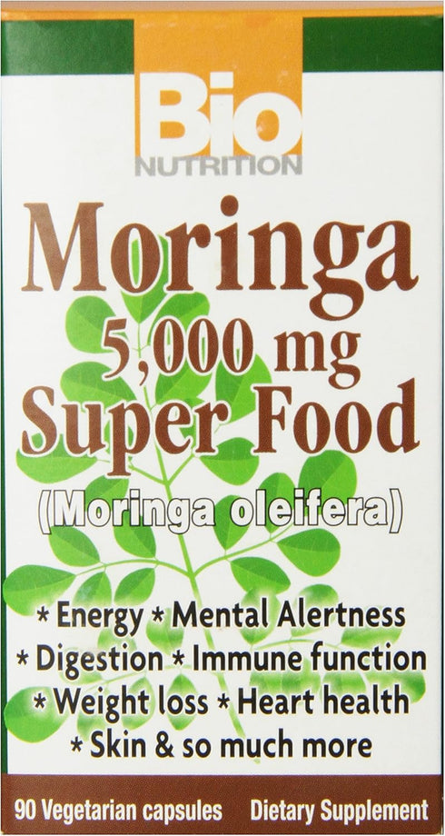 Bio Nutrition Moringa Oleifera Superfood Supplement 5000mg 90 Vegetarian Capsules | Nutrient Dense | High in Antioxidants | Promotes Strong Digest...