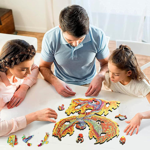Wooden Puzzles for Adults, Phoenix Puzzle, 10.6'' x 8.6'', 128 Pieces, Gift for Adults, Wood Puzzles Adult, Wood Cut Puzzles, Animal Shaped Puzzle...